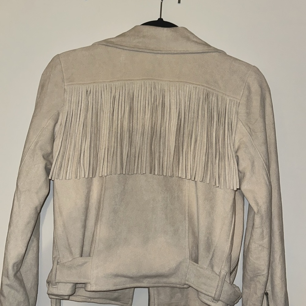 cream suede fringe jacket Bloomingdale’s moon river XS NEVER WORN!!